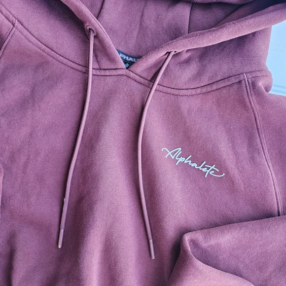 Alphalete Burgundy Cropped Hoodie Sweater Womens Medium - Picture 3 of 4